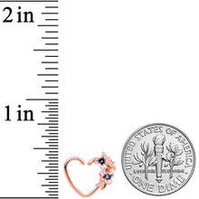 Load image into Gallery viewer, 18G 3/8 Rose Gold Tone Blue Flower Heart Left Closure Ring
