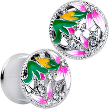 Load image into Gallery viewer, Clear Gem Exotic Garden Flower Double Flare Plug Set
