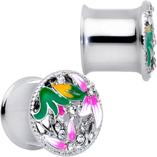 Load image into Gallery viewer, Clear Gem Exotic Garden Flower Double Flare Plug Set
