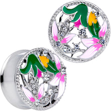 Load image into Gallery viewer, Clear Gem Exotic Garden Flower Double Flare Plug Set
