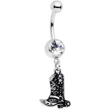 Load image into Gallery viewer, Clear Gem Cowboy Boot Dangle Belly Ring
