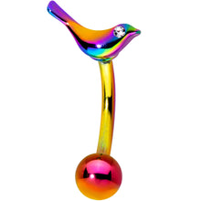 Load image into Gallery viewer, 16G 5/16 Clear Gem Rainbow Bird Curved Eyebrow Ring
