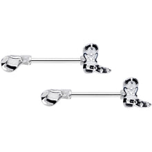 Load image into Gallery viewer, 14G 9/16 Western Boot Hat Barbell Nipple Ring Set

