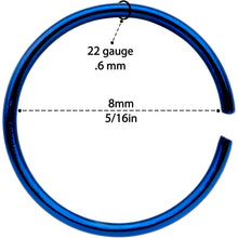 Load image into Gallery viewer, 22G 5/16 Blue Anodized Seamless Circular Ring Set of 12
