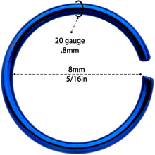 Load image into Gallery viewer, 20G 5/16 Blue Anodized Seamless Circular Ring Set of 12
