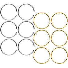 Load image into Gallery viewer, 22G 5/16 Steel Gold Tone Anodized Seamless Circular Ring Set of 12
