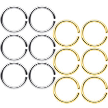 Load image into Gallery viewer, 18G 5/16 Steel Gold Tone Anodized Seamless Circular Ring Set of 12
