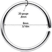 Load image into Gallery viewer, 20G 5/16 Steel Black Anodized Seamless Circular Ring Set of 12
