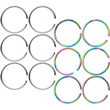 Load image into Gallery viewer, 22G 5/16 Steel Rainbow Anodized Seamless Circular Ring Set of 12

