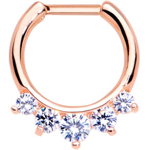 Load image into Gallery viewer, 16G 1/4 Clear Gem Rose Gold IP Luxe Cartilage Clicker
