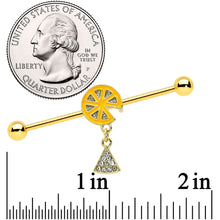 Load image into Gallery viewer, 14G Gold Tone Orange Fruit Dangle Industrial Barbell 38mm
