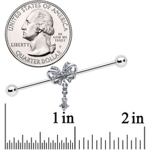 Load image into Gallery viewer, 14G Clear Gem Looping Bow Dangle Industrial Barbell 38mm
