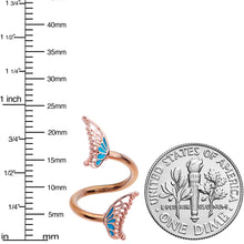 Load image into Gallery viewer, Rose Gold Tone Bit of Blue Butterfly Wing Spiral Twister Belly Ring
