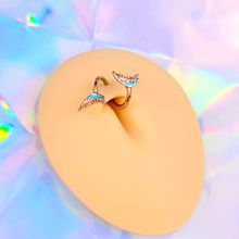 Load image into Gallery viewer, Rose Gold Tone Bit of Blue Butterfly Wing Spiral Twister Belly Ring
