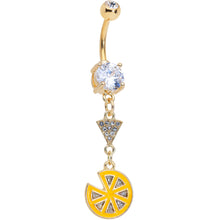 Load image into Gallery viewer, Clear Gem Gold Tone Tasty Orange Fruit Dangle Belly Ring
