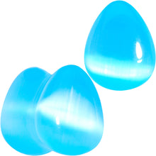 Load image into Gallery viewer, Light Blue Glass Teardrop Plug Set
