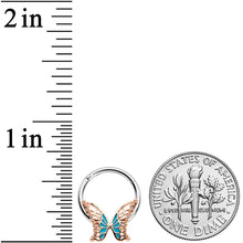 Load image into Gallery viewer, 16G 3/8 Bit of Blue Butterfly Hinged Segment Ring
