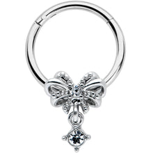Load image into Gallery viewer, 16G 3/8 Clear Gem Looping Bow Hinged Segment Ring
