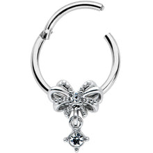 Load image into Gallery viewer, 16G 3/8 Clear Gem Looping Bow Hinged Segment Ring
