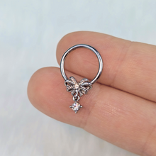 Load image into Gallery viewer, 16G 3/8 Clear Gem Looping Bow Hinged Segment Ring
