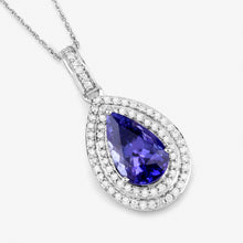 Load image into Gallery viewer, 2.56 Carat Genuine Tanzanite and White Diamond 14K White Gold Pendant
