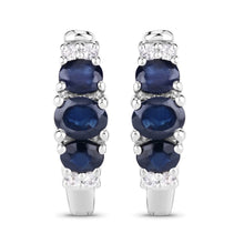 Load image into Gallery viewer, 1.66 Carat Genuine Blue Sapphire and White Topaz .925 Sterling Silver Earrings
