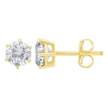 Load image into Gallery viewer, 18K Yellow Gold 1-1/2 Cttw Round Brilliant-Cut Near Colorless Diamond Classic 6-Prong Stud Earrings (H-I Color, I1-I2 Clarity)
