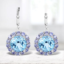 Load image into Gallery viewer, 9.96 Carat Genuine Blue Topaz and Tanzanite .925 Sterling Silver Earrings

