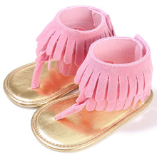 Load image into Gallery viewer, Baby Summer Newborn 0-18M Infant Baby Girls Children's Sandals Summer New Retro Tassel Flannel Baby  Shoes Solid Non-slip

