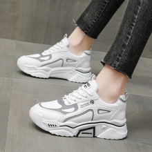 Load image into Gallery viewer, Fashion Spring Reflective Women Sneakers Lace Up Chunky Sneakers Mixed Color Women's Lightweight Casual Everyday Walking Fashion Chunky Sneakers
