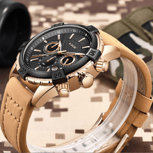 Load image into Gallery viewer, Men's Waterproof Watch With Chronometers Date Display Gold Detail Excellent Background Perfect Gift
