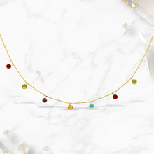 Load image into Gallery viewer, 14k Yellow Gold Cable Chain Necklace with Round Multi-Tone Charms
