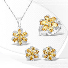 Load image into Gallery viewer, 7.92 Carat Genuine Citrine and White Topaz .925 Sterling Silver 3 Piece Jewelry Set (Ring, Earrings, and Pendant w/ Chain)

