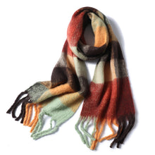 Load image into Gallery viewer, New Luxury Winter Soft Head Wraps Plaid Scarf Shawls Cashmere  Warm Cashmere Scarves Rainbow For Women

