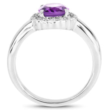 Load image into Gallery viewer, 1.68 Carat Genuine  Amethyst and White Topaz .925 Sterling Silver Ring
