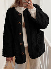 Load image into Gallery viewer, Modern Cozy Women Luxuriously Cozy Contrast Button Up Sherpa Jacket with Pockets For Fall &amp; Winter
