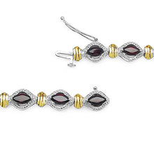 Load image into Gallery viewer, Two Tone Plated 8.45 Carat Genuine Garnet .925 Sterling Silver Bracelet
