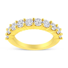 Load image into Gallery viewer, 14K Yellow Gold Plated .925 Sterling Silver 2.0 Cttw Round Brilliant Cut Diamond 10 Stone Anniversary Band Ring (J-K Color, I1-I2 Clarity) - Size 7
