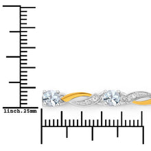 Load image into Gallery viewer, 0.74 Carat Genuine Aquamarine and White Sapphire .925 Sterling Silver Bracelet
