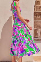 Load image into Gallery viewer, Long Floral Tie-Shoulder Smocked Midi Dress Perfect For Vacation &amp; Summer Days
