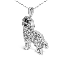 Load image into Gallery viewer, .925 Sterling Silver 1/3 Cttw White and Black Diamond  Labrador Retriever Dog Pendant Necklace (I-J Color, I2-I3 Clarity) - 18" Inches

