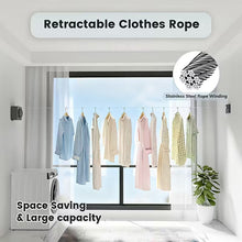 Load image into Gallery viewer, Retractable Clothesline – Heavy-Duty Wall-Mount Laundry Rack

