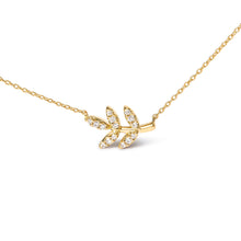 Load image into Gallery viewer, 10K Yellow Gold 1/10 Cttw Diamond Leaf and Branch 18" Pendant Necklace (H-I Color, I1-I2 Clarity)
