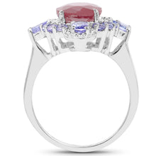 Load image into Gallery viewer, 4.14 Carat Glass Filled Ruby and Tanzanite .925 Sterling Silver Ring
