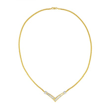 Load image into Gallery viewer, 10K Yellow and White Gold 1/2 Cttw Princess Cut Diamond Channel-Set â€œVâ€ Shape 18" Franco Chain Necklace (H-I Color, SI2-I1 Clarity)
