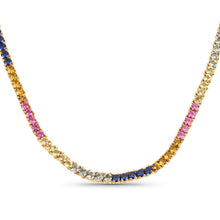 Load image into Gallery viewer, 11.65 Carat Created Multi Sapphire .925 Sterling Silver Necklace
