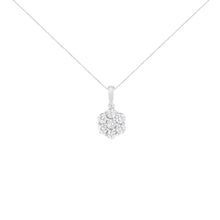 Load image into Gallery viewer, 14K White Gold 2.00 Cttw Brilliant Round-Cut Diamond 7 Stone Flower Cluster 18" Pendant Necklace (H-I Color, SI2-I1 Clarity)
