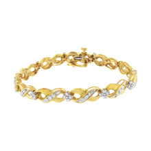 Load image into Gallery viewer, 10K Yellow Gold Round-Cut Diamond Infinite Love Bracelet (1.00 cttw, I-J Color, I2-I3 Clarity)
