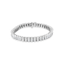 Load image into Gallery viewer, 14K White Gold 5.00 Cttw Invisible Set Princess-Cut Diamond Belt and Buckle Tennis 7" Bracelet (H-I Color, SI1-SI2 Clarity)
