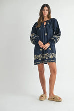 Load image into Gallery viewer, Embroidered Long Sleeve Peasant Mini Dress For Women – Embroidered Mini Dress, Long Sleeve Peasant Dress, Bohemian Dress, Casual Peasant Dress, Timeless Elegance Dress
